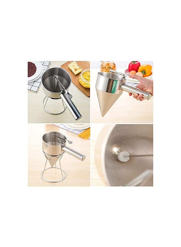 Stainless Steel Donut, Cupcake Batter Dispenser Funnel (Silver)