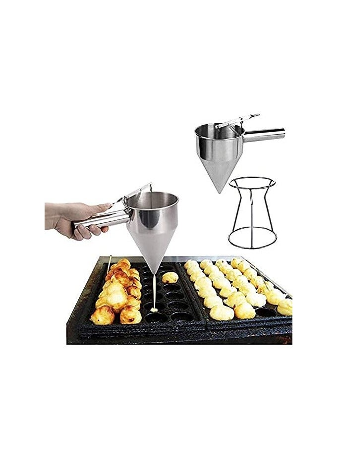 Stainless Steel Donut, Cupcake Batter Dispenser Funnel (Silver)