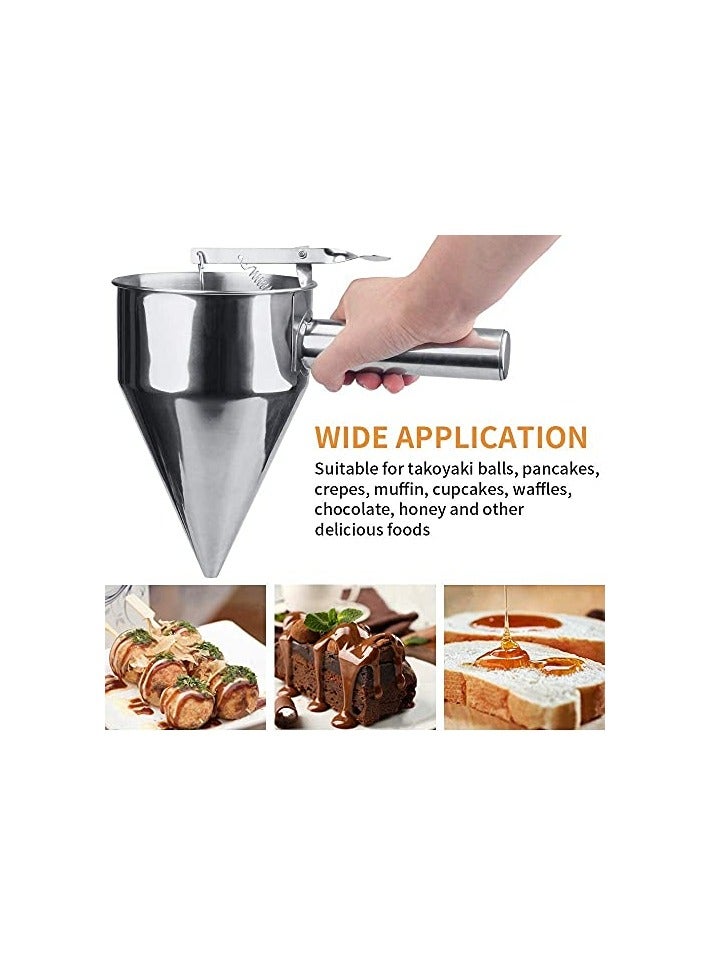 Stainless Steel Donut, Cupcake Batter Dispenser Funnel (Silver)