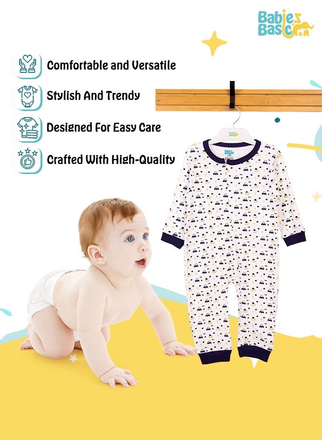 100% Cotton Printed Long Sleeves Jumpsuit/Romper/Sleepsuit For Babies