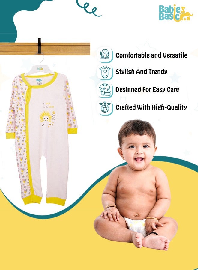 100% Cotton Printed Long Sleeves Jumpsuit/Romper/Sleepsuit For Babies