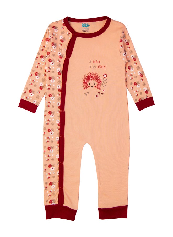 100% Cotton Printed Long Sleeves Jumpsuit/Romper/Sleepsuit For Babies