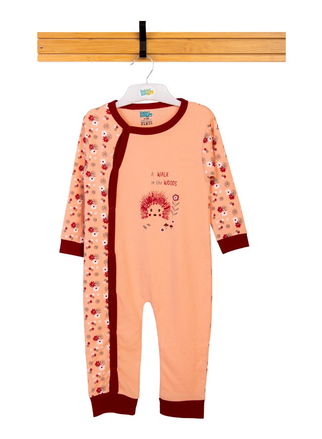 100% Cotton Printed Long Sleeves Jumpsuit/Romper/Sleepsuit For Babies