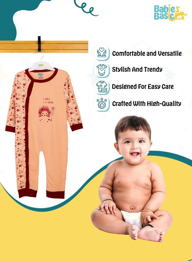 100% Cotton Printed Long Sleeves Jumpsuit/Romper/Sleepsuit For Babies