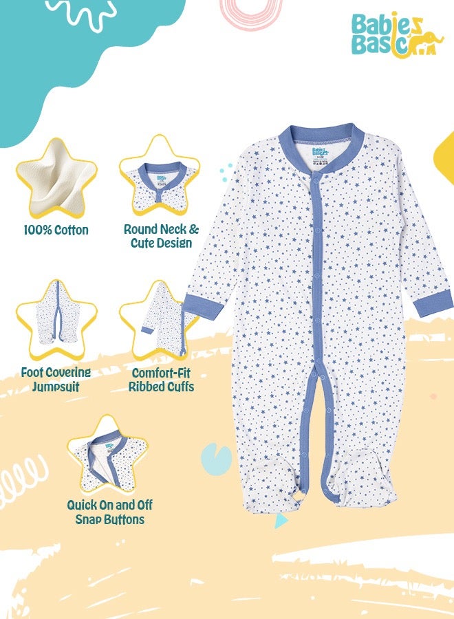 100% Cotton Printed Long Sleeves Jumpsuit/Romper/Sleepsuit For Babies