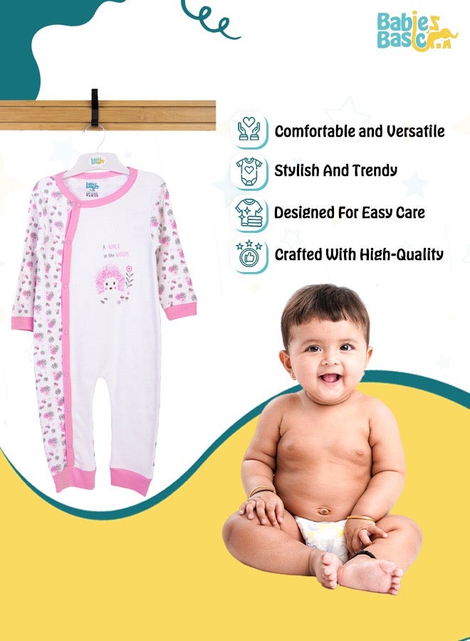 100% Cotton Printed Long Sleeves Jumpsuit/Romper/Sleepsuit For Babies