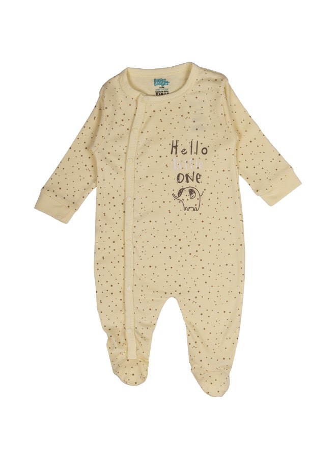 100% Cotton Printed Long Sleeves Jumpsuit/Romper/Sleepsuit With Feet Covering For Babies