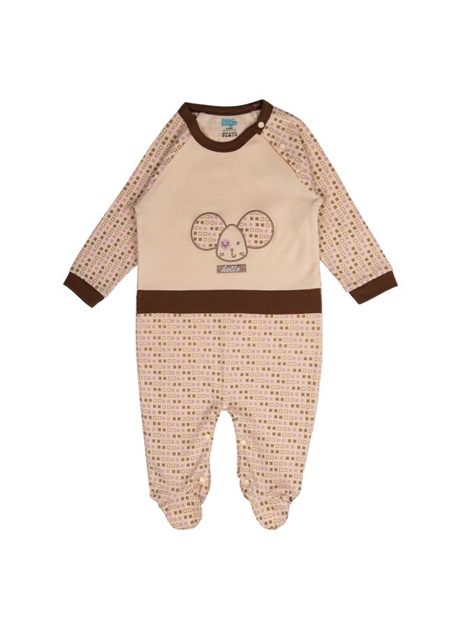 100% Cotton Printed Long Sleeves Jumpsuit/Romper/Sleepsuit With Feet Covering For Babies