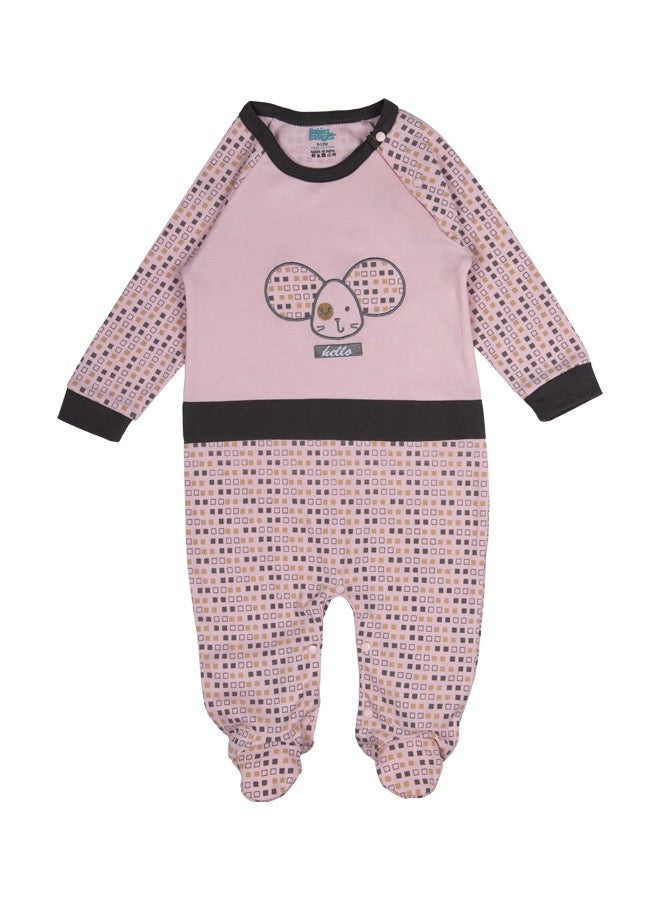 100% Cotton Printed Long Sleeves Jumpsuit/Romper/Sleepsuit With Feet Covering For Babies