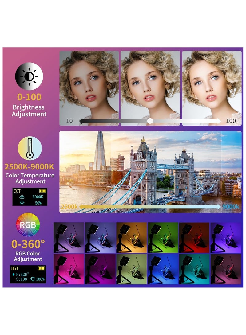 VL140 RGB Video Light – Portable 3600mAh Battery LED Panel with 360 Full Color, 20 Light Effects, CRI ≥ 95, 2500-9000K for DSLR Photography and Videography