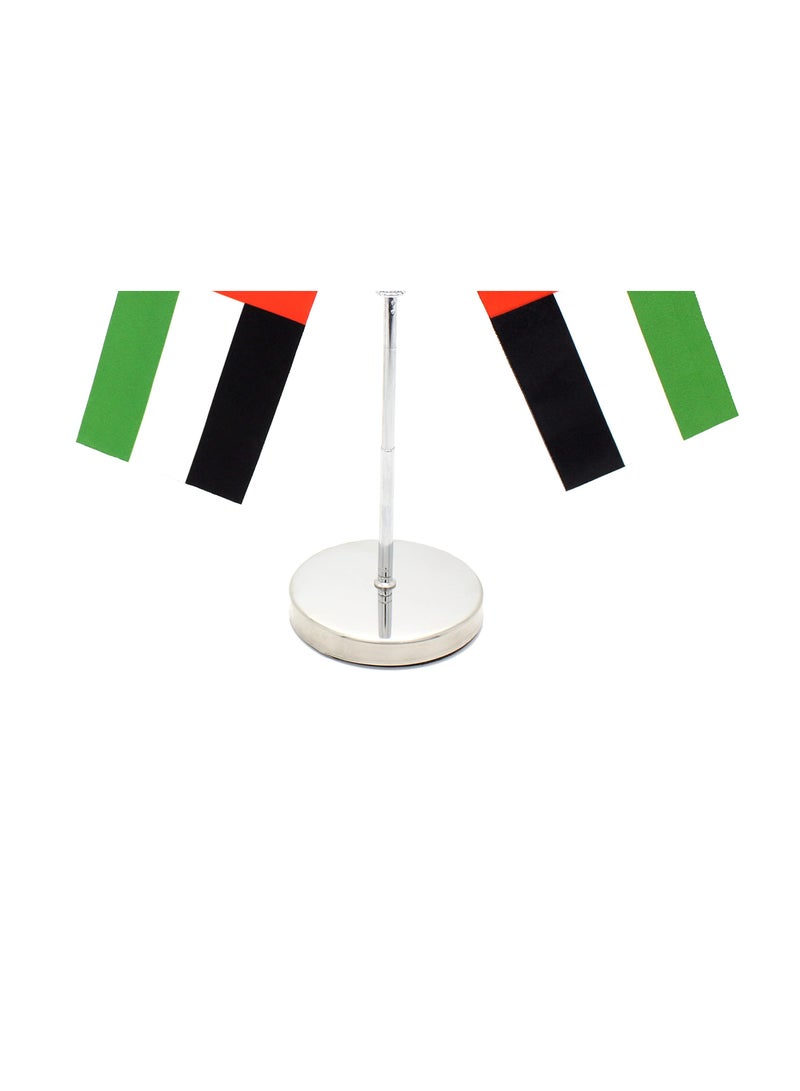 UAE Metal Table Flag Stand–Y Shape Double Mini Flags Pole Holder-Durable Flagpole Holder For Office,Home,Desk Or Events Conference Table Decoration–Metal Flag Stand For Schools