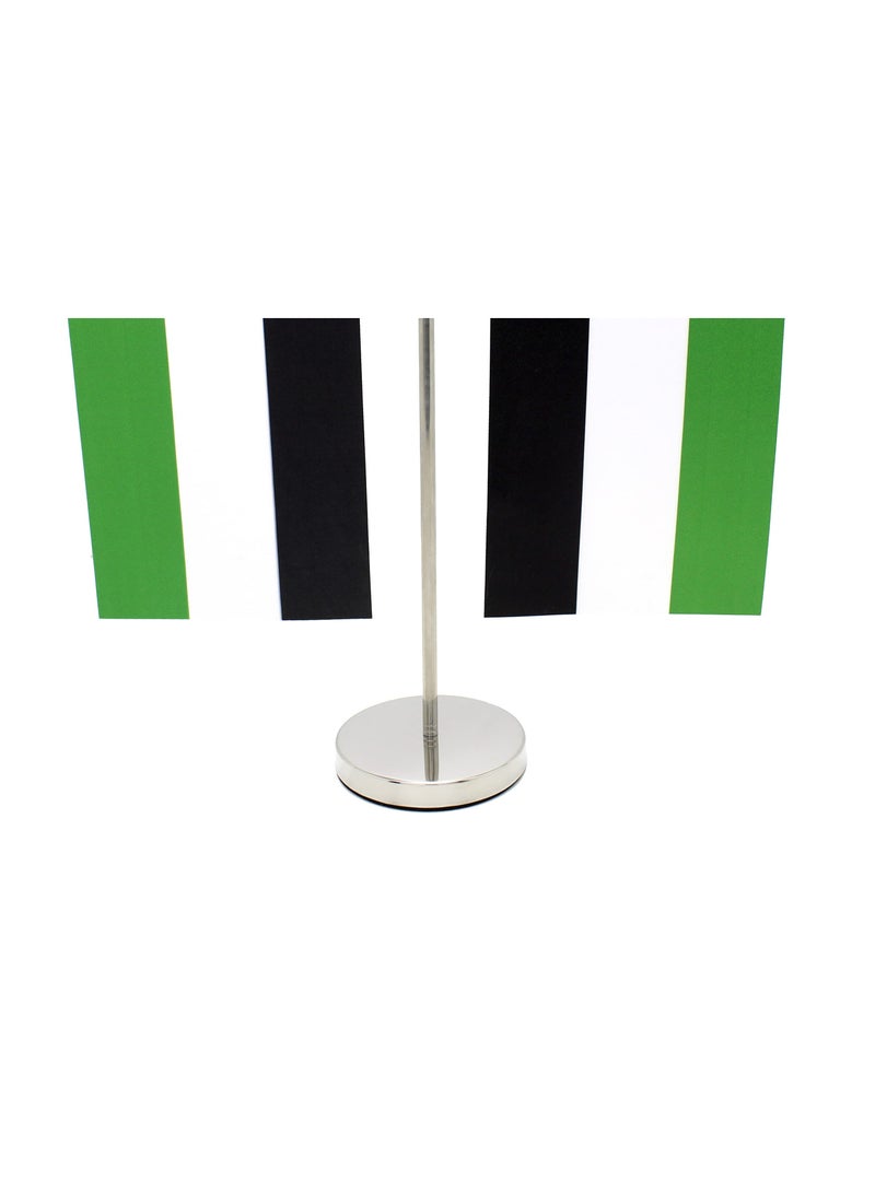 UAE Metal Table Flag Stand–Durable Flagpole Holder For Office,Home,Desk,Or Events Conference Table Decoration-Metal Flag Stand For Schools–T Shape Double Mini Flags Pole Holder