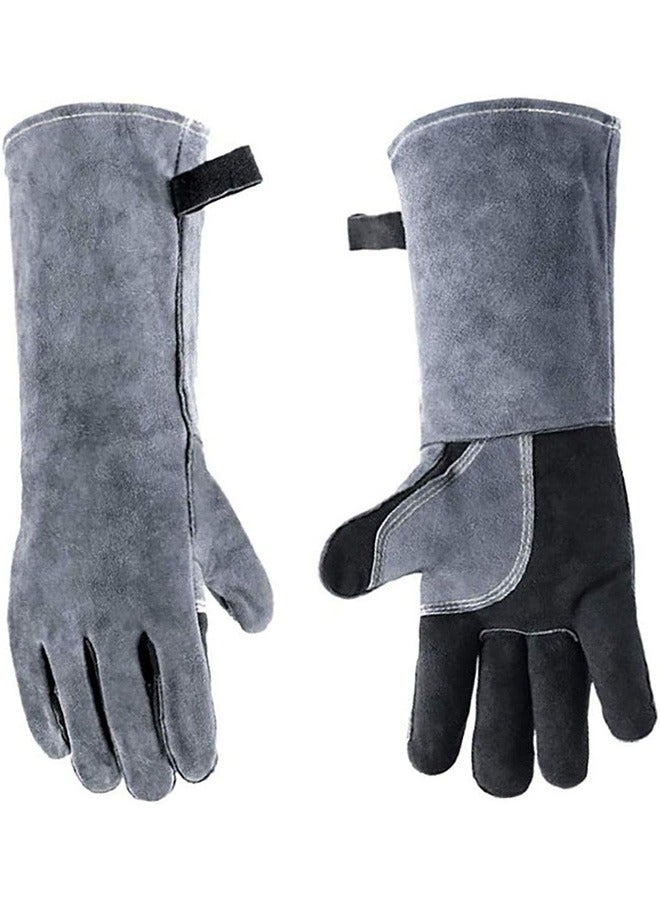 16 Inches,932℉,Leather Forge Welding Gloves, with Kevlar Stitching Heat/Fire Resistant,Mitts for BBQ,Oven,Grill,Fireplace,Tig,Mig,Baking,Furnace,Stove,Pot Holder,Animal Handling Glove.