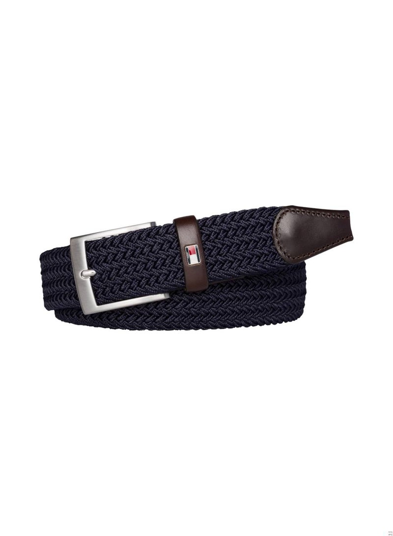 Men's Adan Tonal Braided Elastic Webbing Belt - Polypropylene, Blue