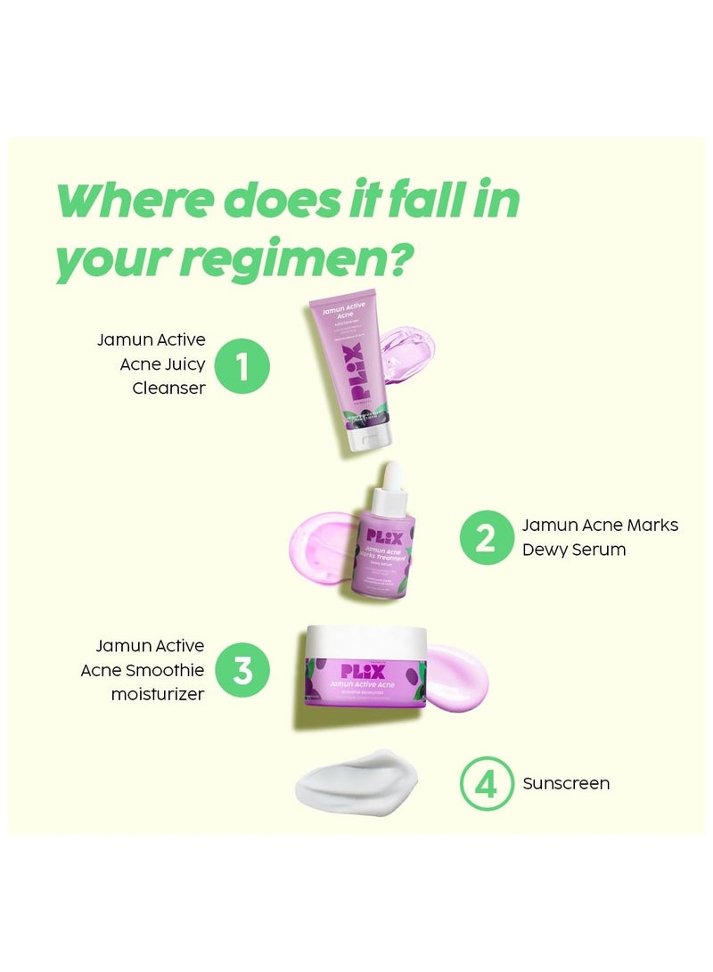 Jamun Cleanser and 2 PERCENT Salicylic Acid Serum With Smoothie Moisturizer Combo Detoxifies The Skin Reduces Active Acne Fades Blemishes All Skin Types