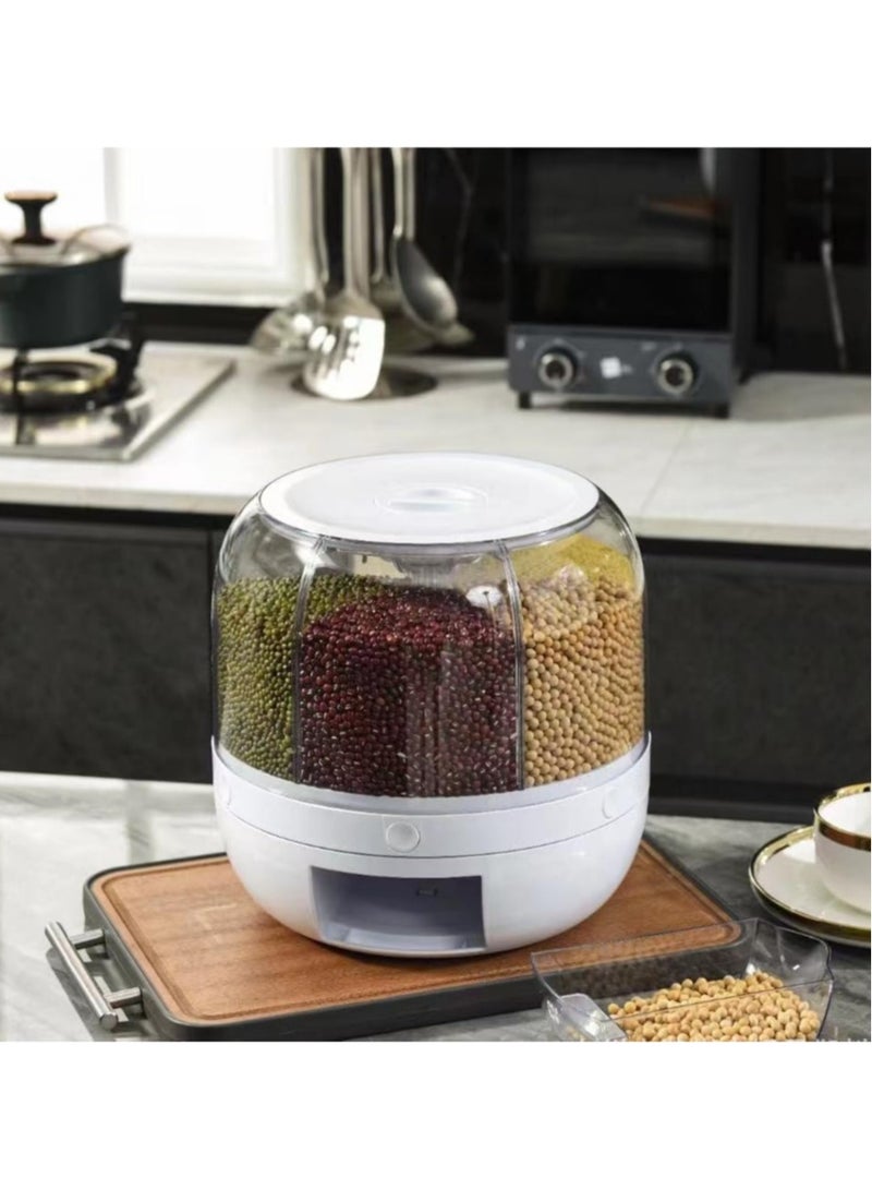 Rotatable Cereal/Grain Dispenser 15Lbs, 360° Food Dispenser with One-Click Precision for Small Grains, Beans, and Rice Storage in Kitchen