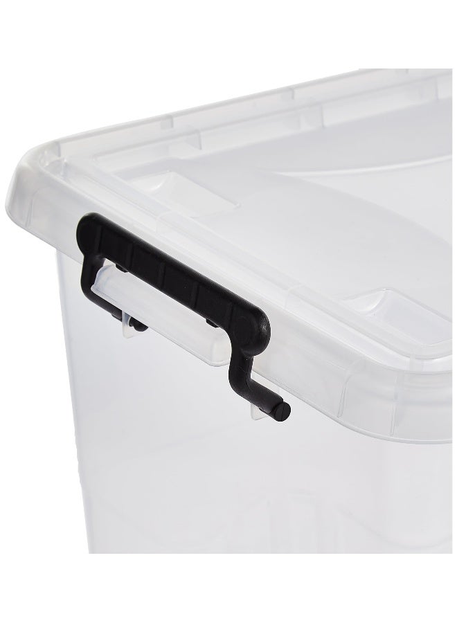 22L Plastic Storage Set of 6 Box with Wheels & Lockable Lid (Transparent)