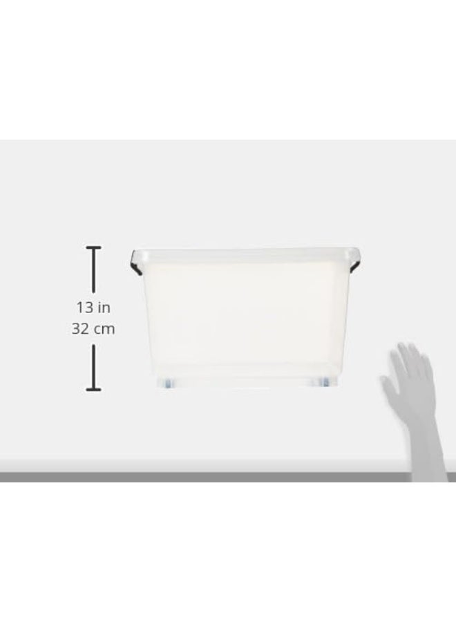 33L Clear Plastic Storage Set of 6 Box with Wheels & Lockable Lid