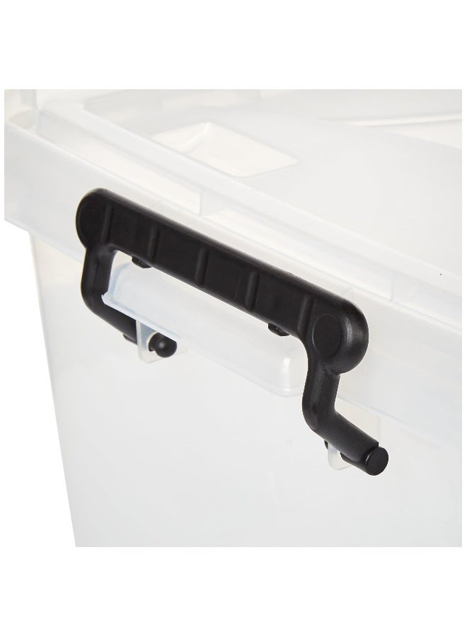 33L Clear Plastic Storage Set of 6 Box with Wheels & Lockable Lid