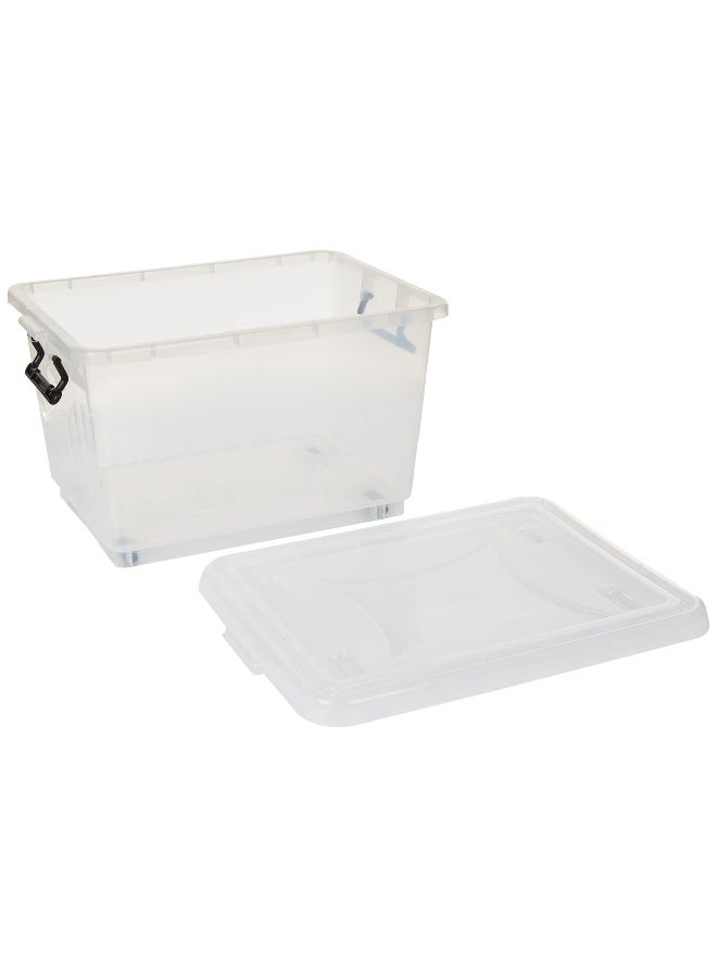 33L Clear Plastic Storage Set of 6 Box with Wheels & Lockable Lid