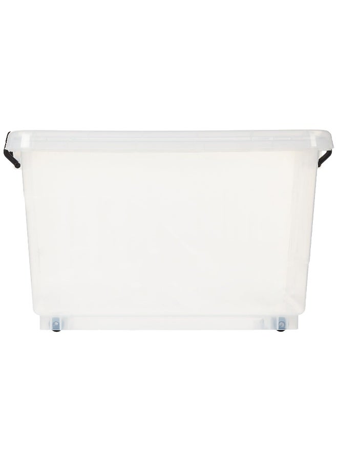 33L Clear Plastic Storage Set of 4 Box with Wheels & Lockable Lid