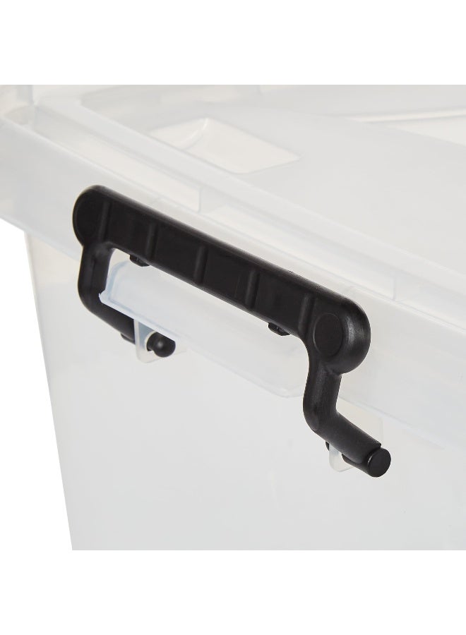 33L Clear Plastic Storage Set of 4 Box with Wheels & Lockable Lid