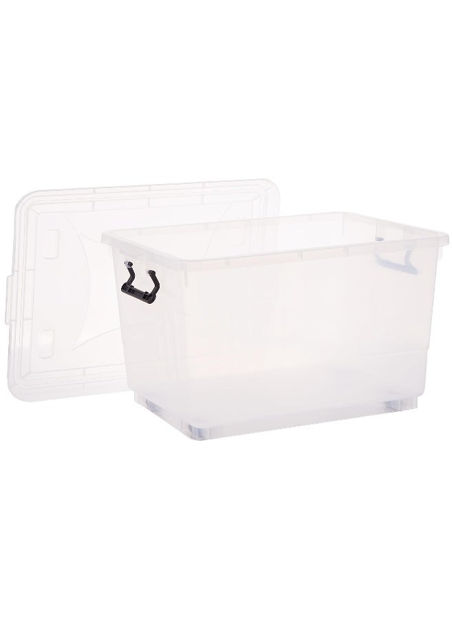 55L Clear Plastic Storage Set of 6 Box with Wheels & Lockable Lid