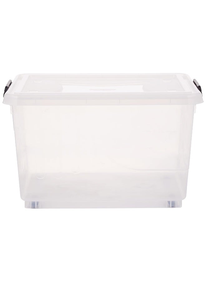 55L Clear Plastic Storage Set of 6 Box with Wheels & Lockable Lid