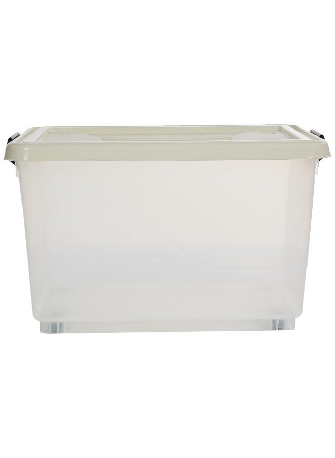 55L Clear Plastic Storage Set of 2 Box with Wheels & Lockable Lid
