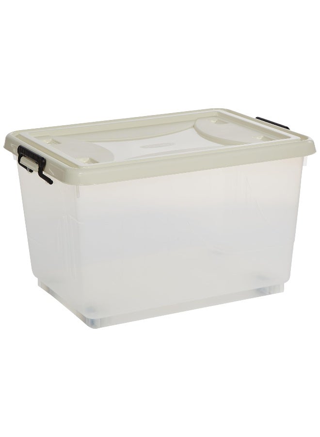 55L Clear Plastic Storage Set of 2 Box with Wheels & Lockable Lid
