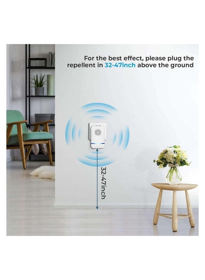 Ultrasonic Pest Repeller Electronic Plug in Control Insect Fly Trap for Indoor Outdoor Use Electric Bug Zapper Anti Rat Spiders Ants Bat Bed Bugs Mosquitoes Roaches Wasps 2 Pcs