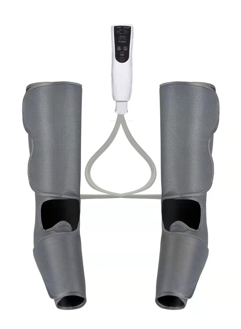 Air Compression Leg Massager with Heat, Simulates Kneading and Stroking of Tissues by Using an Inflatable Garment, Gifts for Women Men (Grey)