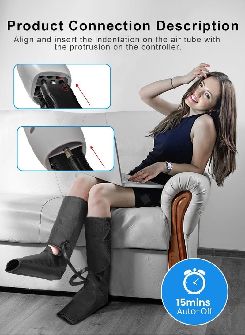 Air Compression Leg Massager with Heat, Simulates Kneading and Stroking of Tissues by Using an Inflatable Garment, Gifts for Women Men (Grey)