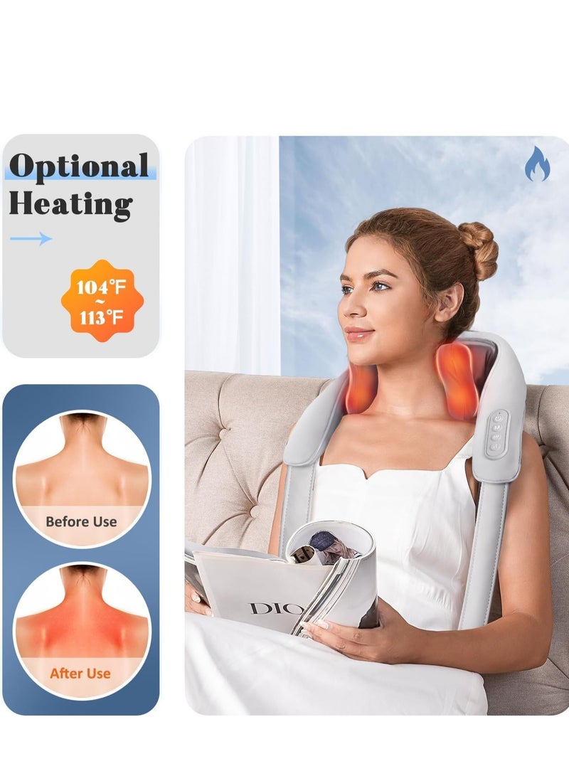 Shiatsu Neck and Shoulder  Massager with Heat for Pain Relief Deep Tissue, Massage at home for Muscle Relaxation (Grey)