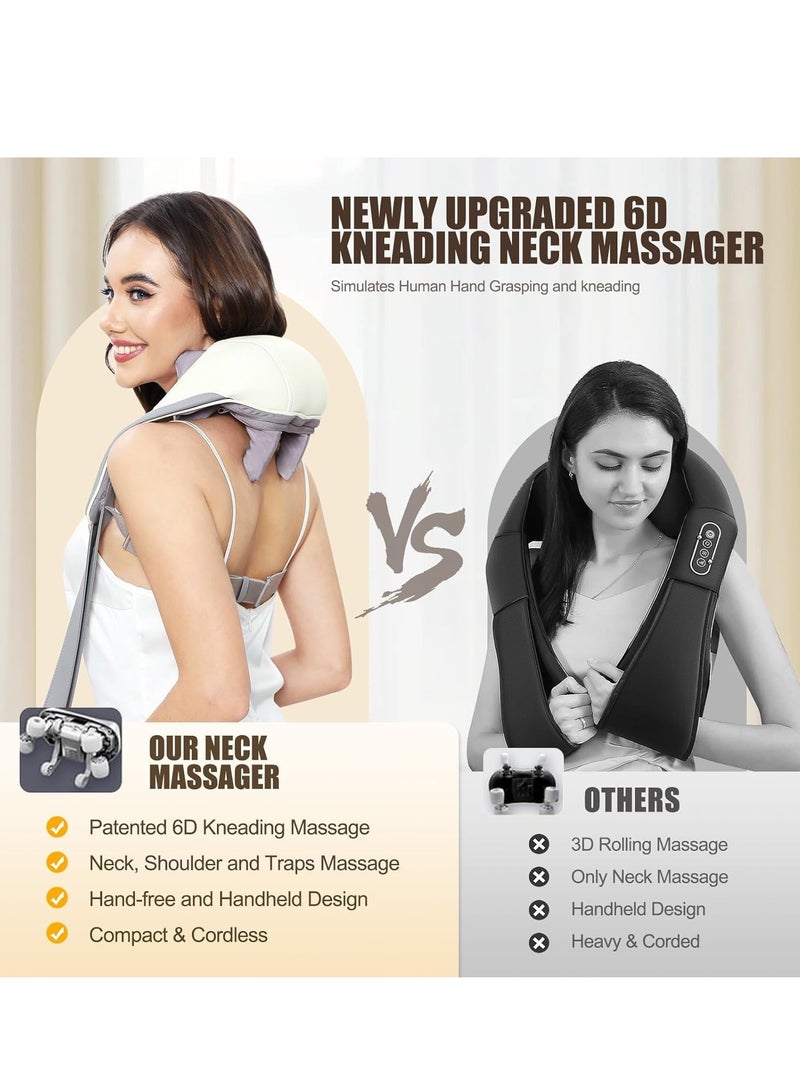 Shiatsu Neck and Shoulder  Massager with Heat for Pain Relief Deep Tissue, Massage at home for Muscle Relaxation (Grey)