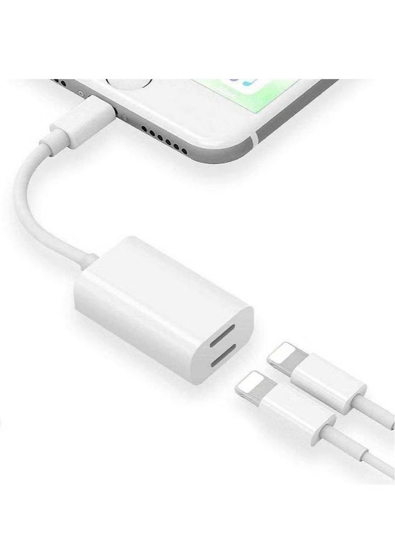 Double Lightning Headphone Splitter, 2 in 1 Dual Lightning Headphone Audio & Charge Cable Compatible for iPhone 12/11/XS/XR/X 8 7/iPad, Support Sync Data + Music Control + Call