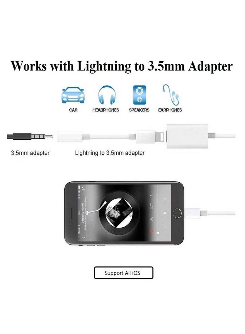 Double Lightning Headphone Splitter, 2 in 1 Dual Lightning Headphone Audio & Charge Cable Compatible for iPhone 12/11/XS/XR/X 8 7/iPad, Support Sync Data + Music Control + Call