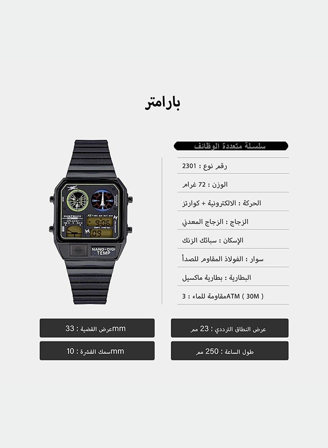 Wristwatch for Men Waterproof Dual Time Watch with Digital Display and Temperature Display Classic Themed Style