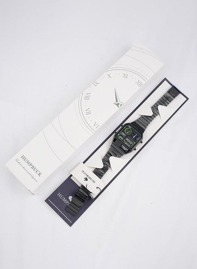 Wristwatch for Men Waterproof Dual Time Watch with Digital Display and Temperature Display Classic Themed Style