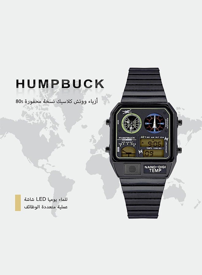 Wristwatch for Men Waterproof Dual Time Watch with Digital Display and Temperature Display Classic Themed Style