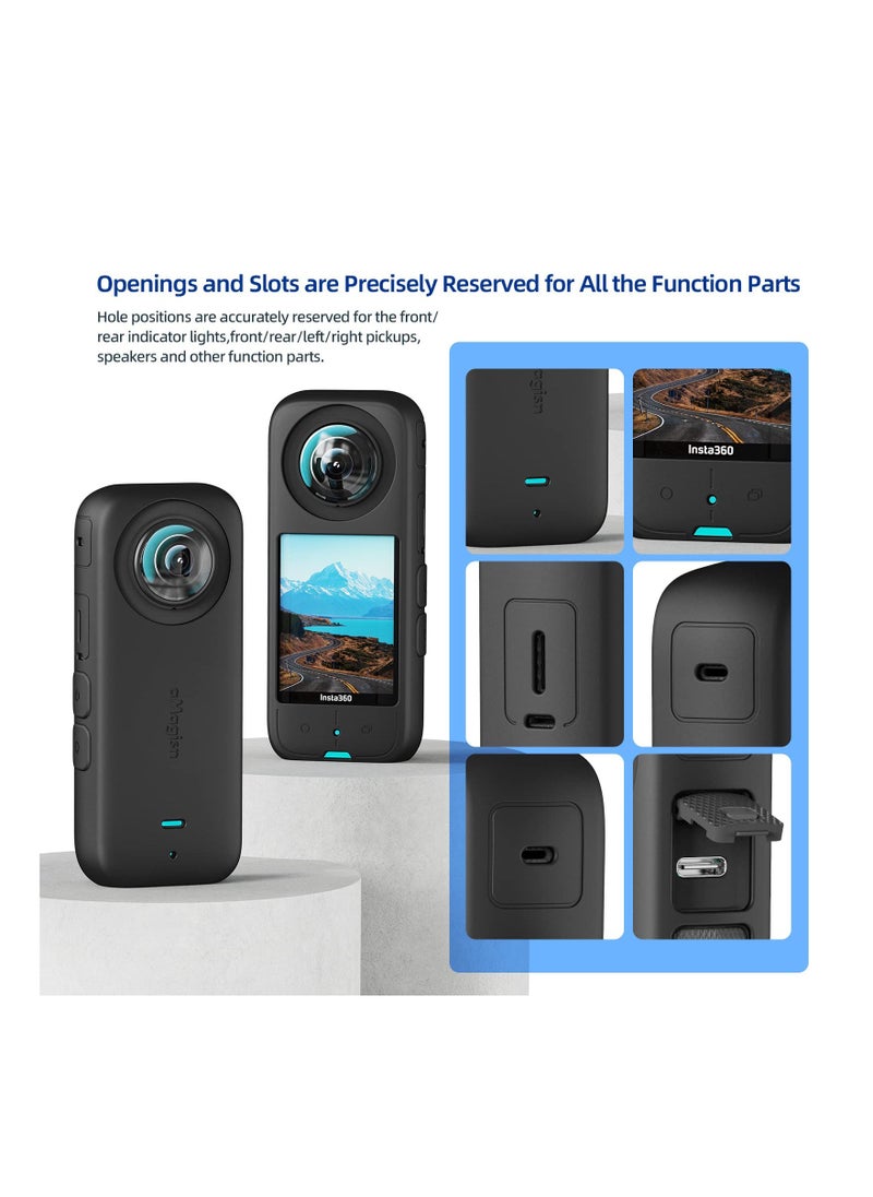 Silicone Protective Case and Lens Guards for Insta360 X3, Anti-Scratch Body Silicone Cover and Waterproof Lens Protector