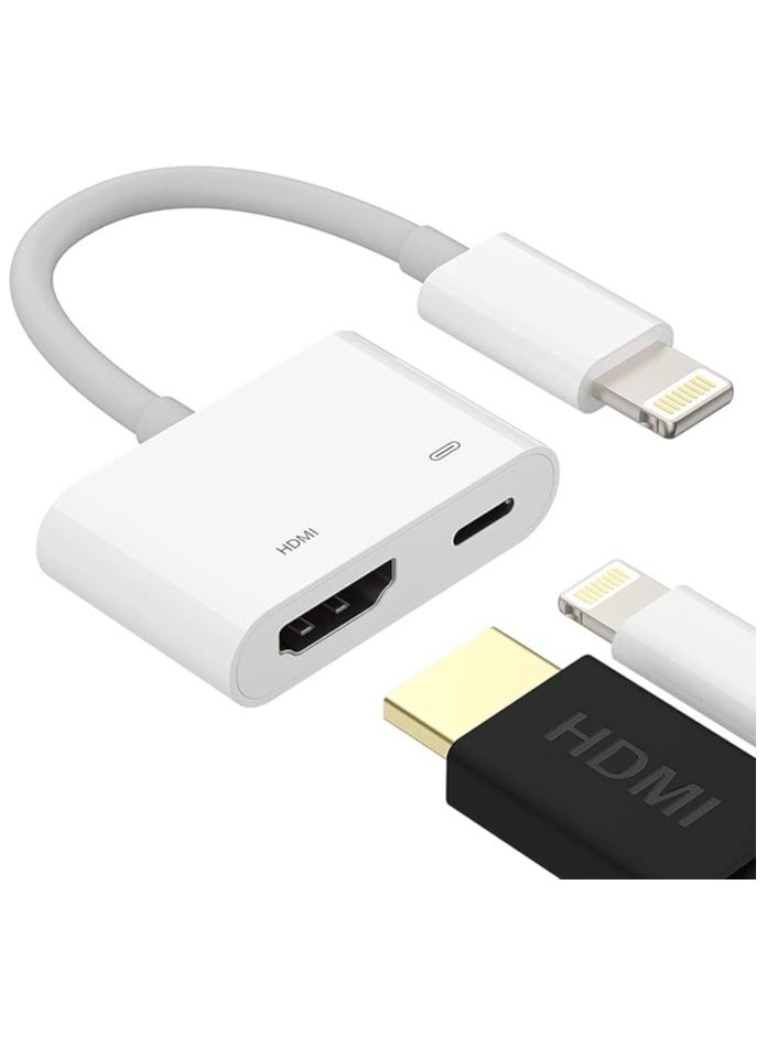 Lightning to HDMI Adapter for TV Compatible with iPhone 12 13 pro max Splitter Digital AV Female Port Converter and Charging Connector Cord Projector Monitor Sync Screen Ipad Mini Apple MFI Certified