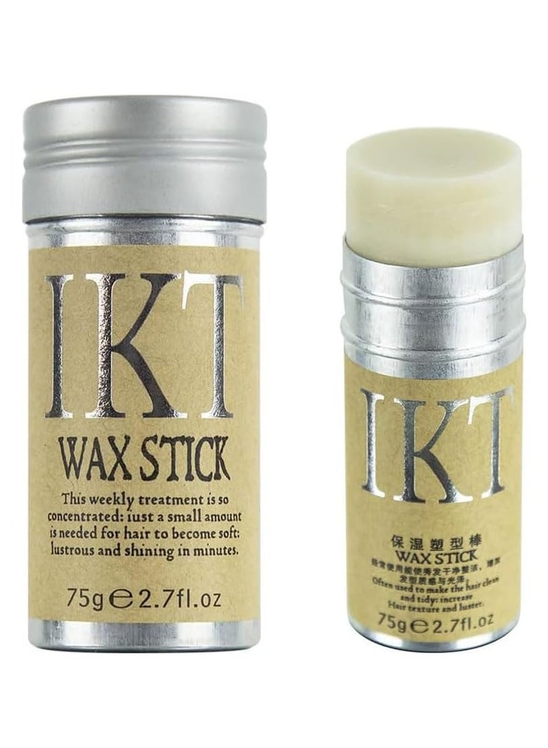 Hair Wax Stick Strong and Long-Lasting Hold Non-greasy Styling Wax for Flyaways Edge Frizz Hair Suitable for Unisex-75g, botanical ingredients,Softens the style, adds shineHair Wax Stick