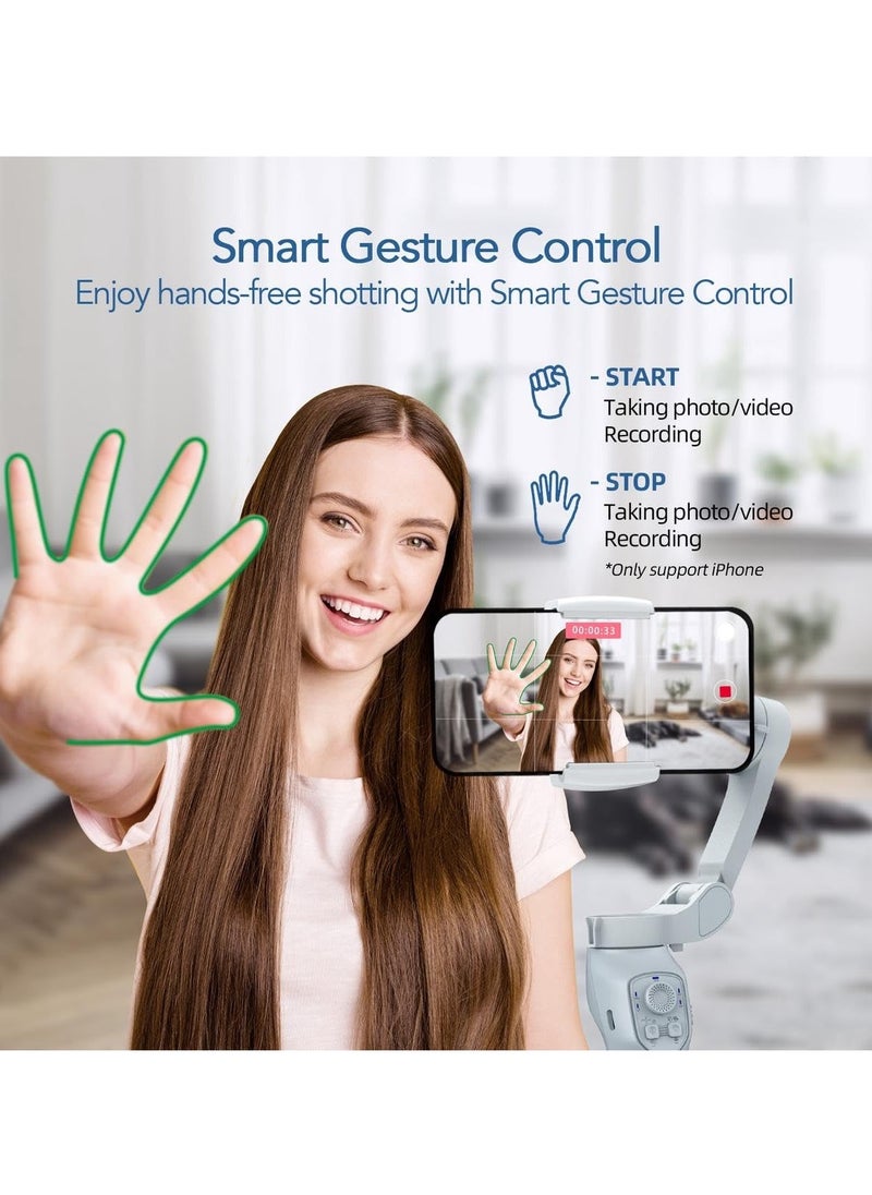 Smartphone Gimbal Stabilizer with Face Object Tracking 3 Axis Phone Gimbal for Android and iPhone Phone Stabilizer for Video Recording Built In Extension Rod Portable Vlogging Stabilizer Kit