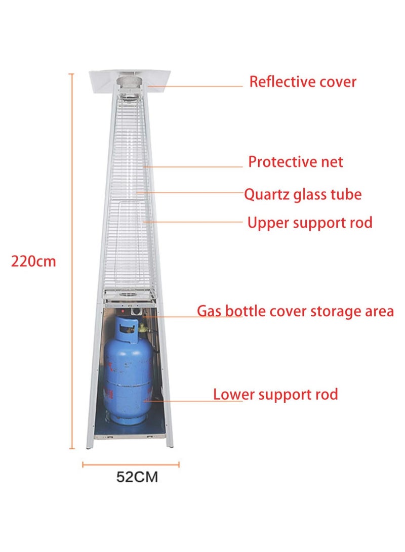 Pyramid Patio Heater, Outdoor Propane Heater with Wheels and Quartz Glass Tube for Indoors and Outdoors