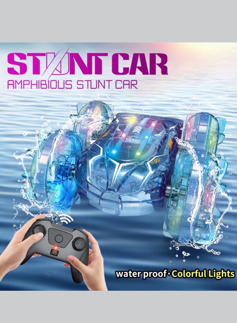 Amphibious Remote Control Car RC Boat with LED Lights Waterproof 4WD  Car Swimming Pool Outdoor Water Toy 360°Rotation, 180°Flip for boys girls kids