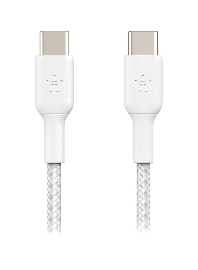 Belkin Braided USB-C to USB-C Cable (USB Type-C Fast Charge Cable for Samsung, Pixel, iPad Pro and More) - 1m,White White