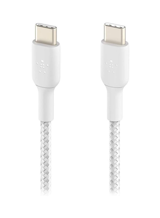 Belkin Braided USB-C to USB-C Cable (USB Type-C Fast Charge Cable for Samsung, Pixel, iPad Pro and More) - 1m,White White