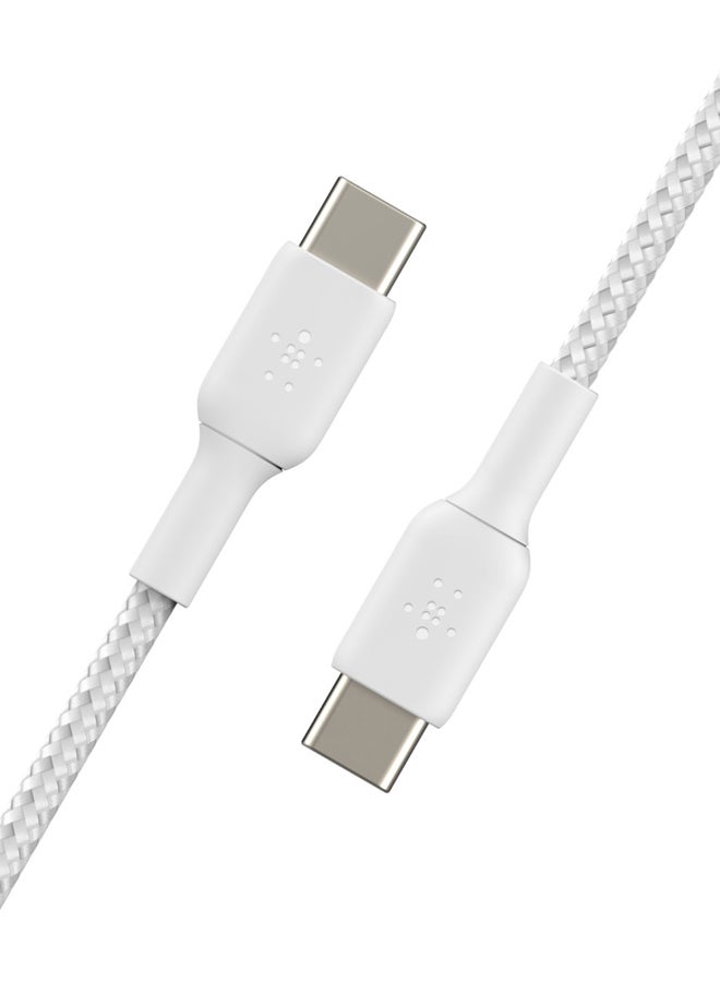 Belkin Braided USB-C to USB-C Cable (USB Type-C Fast Charge Cable for Samsung, Pixel, iPad Pro and More) - 1m,White White