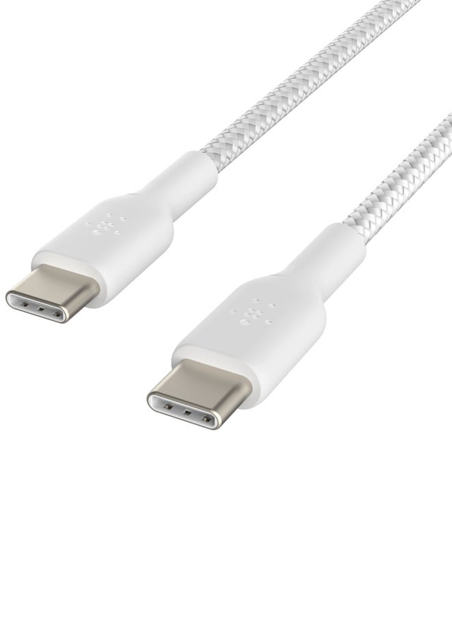 Belkin Braided USB-C to USB-C Cable (USB Type-C Fast Charge Cable for Samsung, Pixel, iPad Pro and More) - 1m,White White